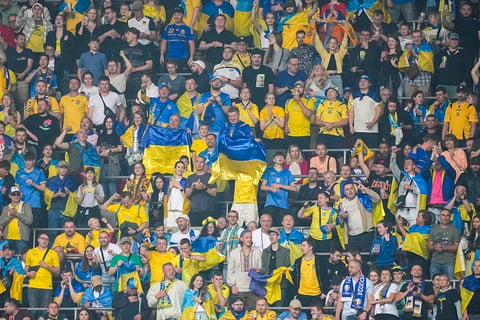 Ukraine supporters celebrate team's first goal